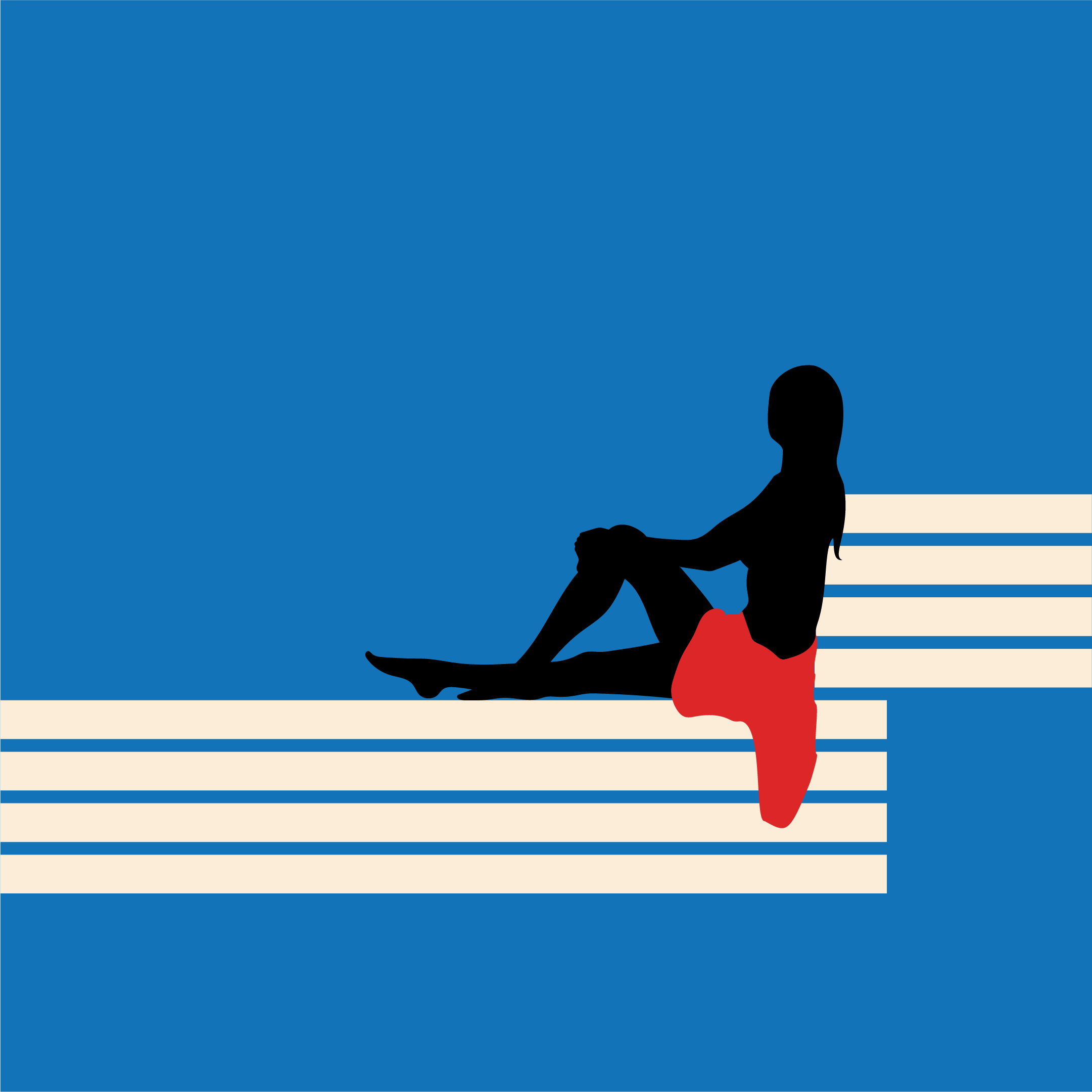 Siluet af en person, der svømmer i rød badedragt